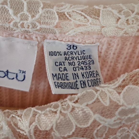 80s Vintage Impromptu Pastel Pink Lace Collar Sweater Womens 36 Large - Picture 4 of 5